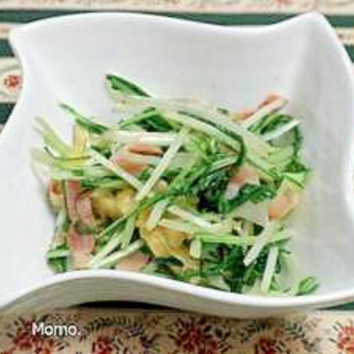 水菜と油揚げのベーコン炒め